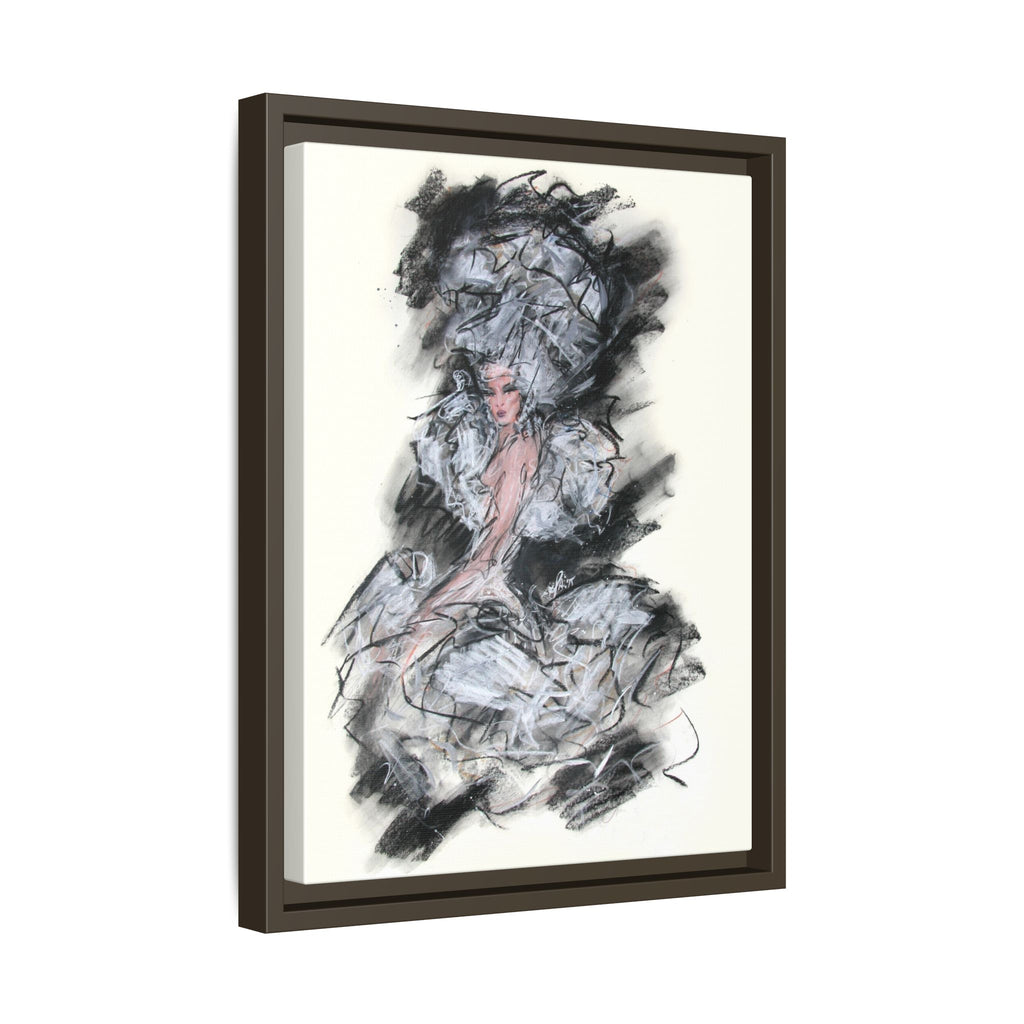 Framed Matte Canvas Art - Fashion Sketch Ballerina Illustration