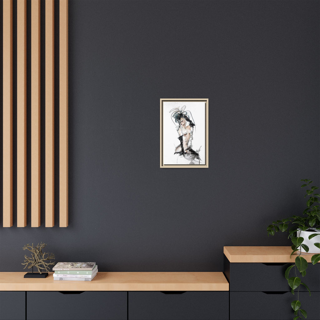 Woman in Black Gloves | Framed Nude Figure Sketch