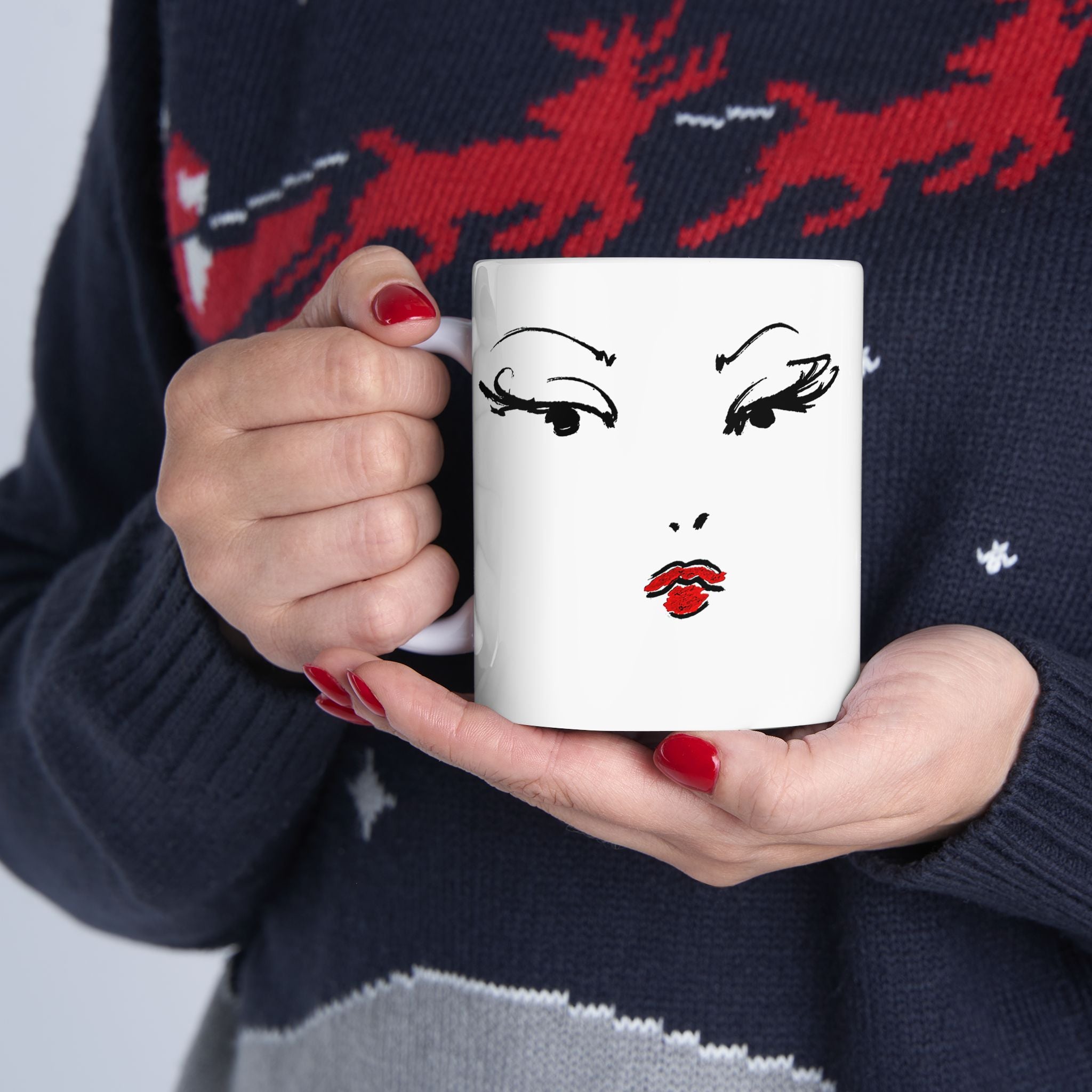 Minimal Floral Ceramic Mug – Elegant Rose Line Art Coffee Cup (11oz & 15oz)