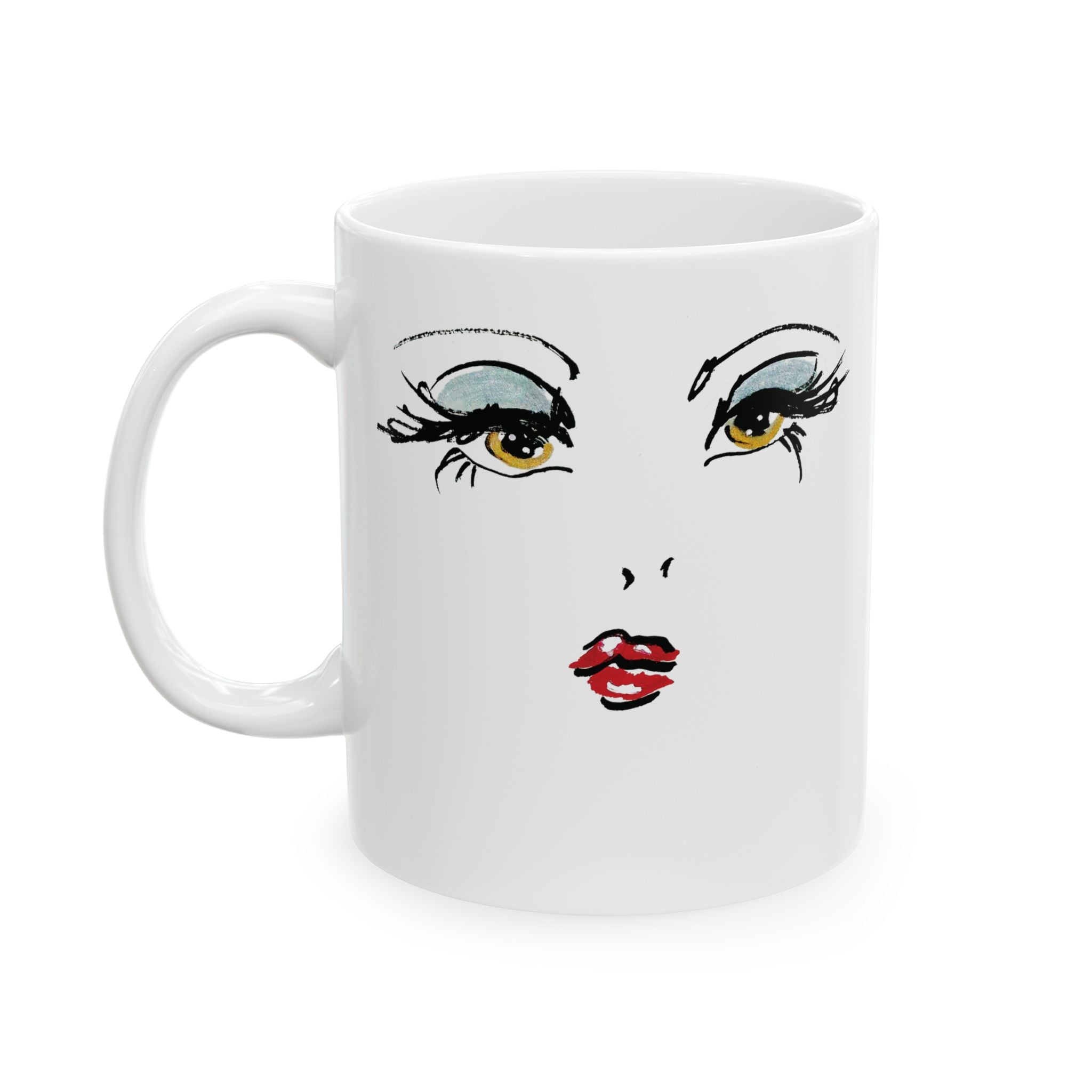 Minimal Watercolor Eye Ceramic Mug — Artistic Eyelash Coffee Cup (11oz, 15oz)