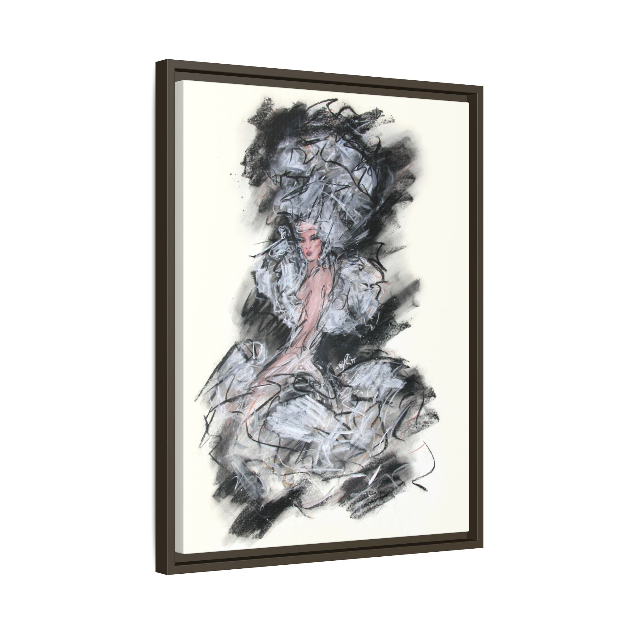 Framed Matte Canvas Art - Fashion Sketch Ballerina Illustration
