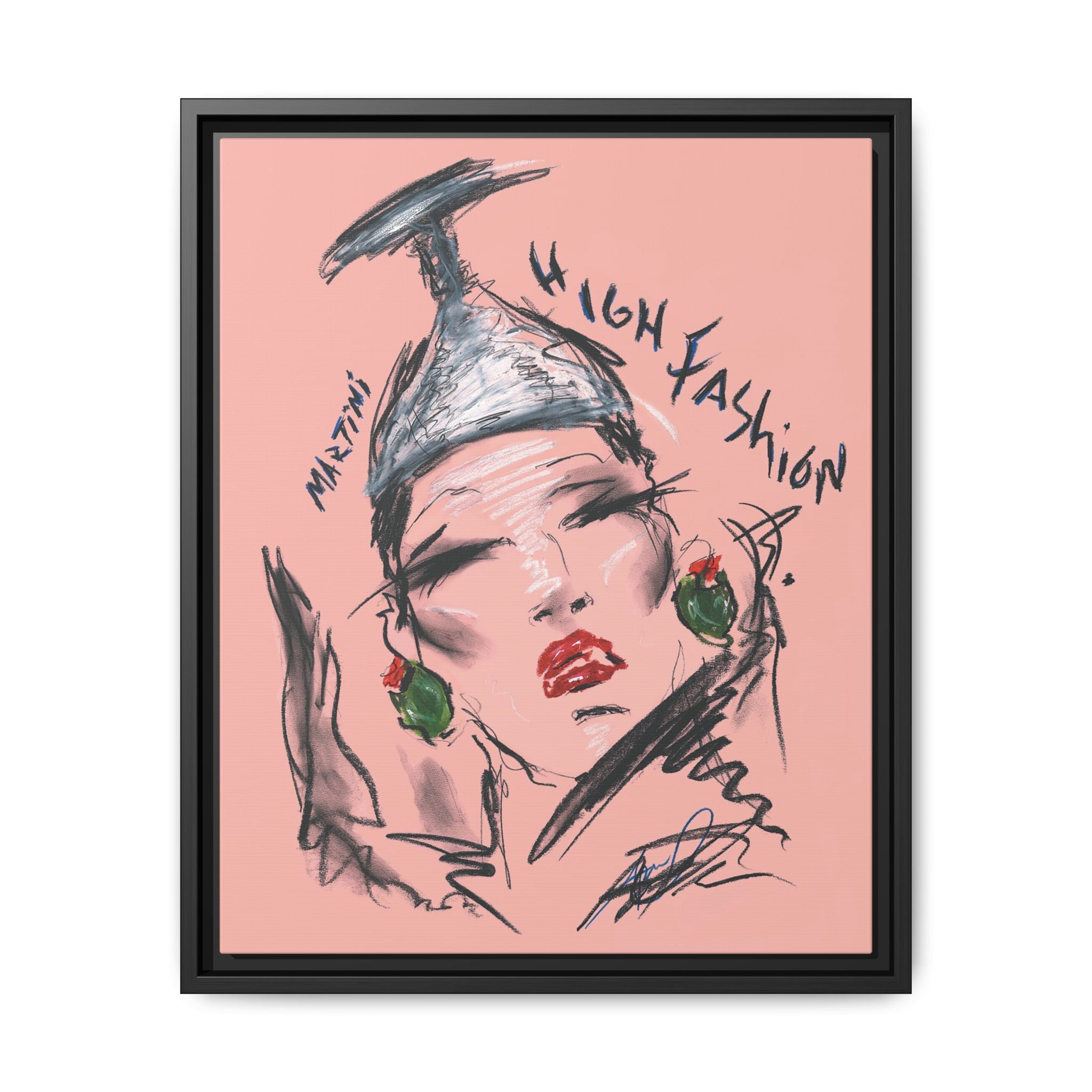 High Fashion Portrait Framed Canvas Wall Art