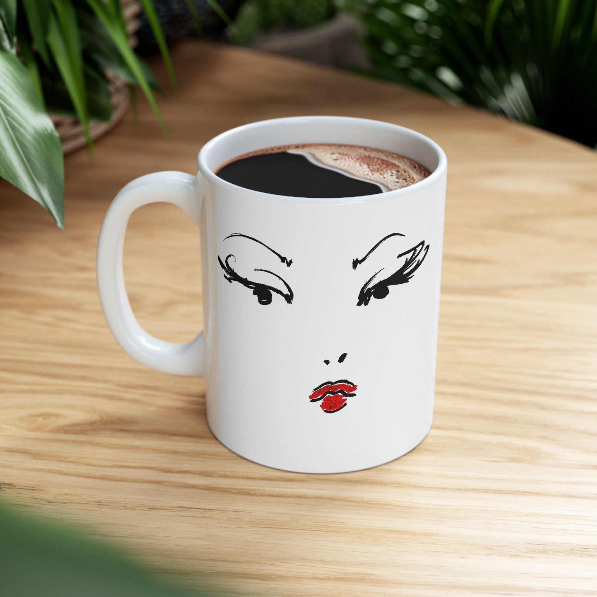 Minimal Floral Ceramic Mug – Elegant Rose Line Art Coffee Cup (11oz & 15oz)
