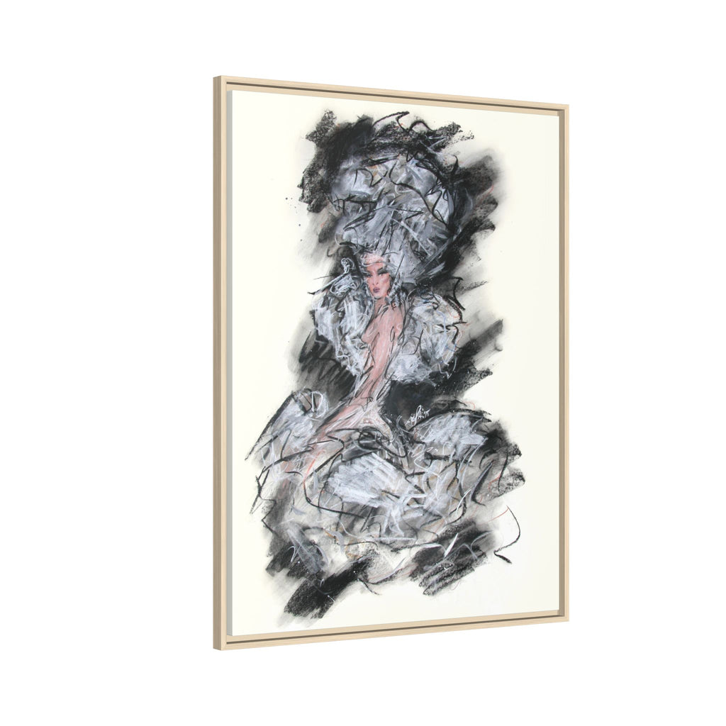 Framed Matte Canvas Art - Fashion Sketch Ballerina Illustration