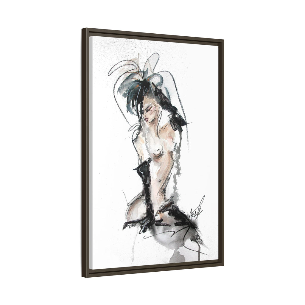 Woman in Black Gloves | Framed Nude Figure Sketch