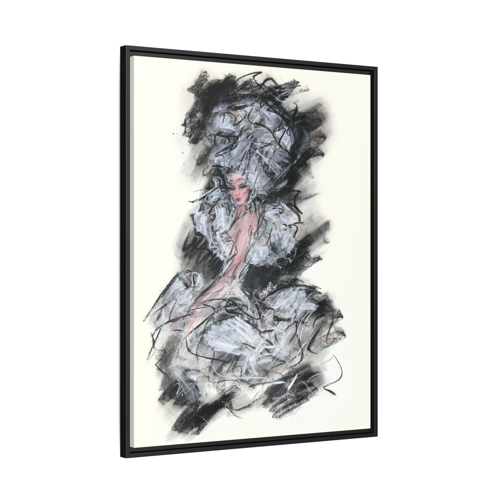 Framed Matte Canvas Art - Fashion Sketch Ballerina Illustration