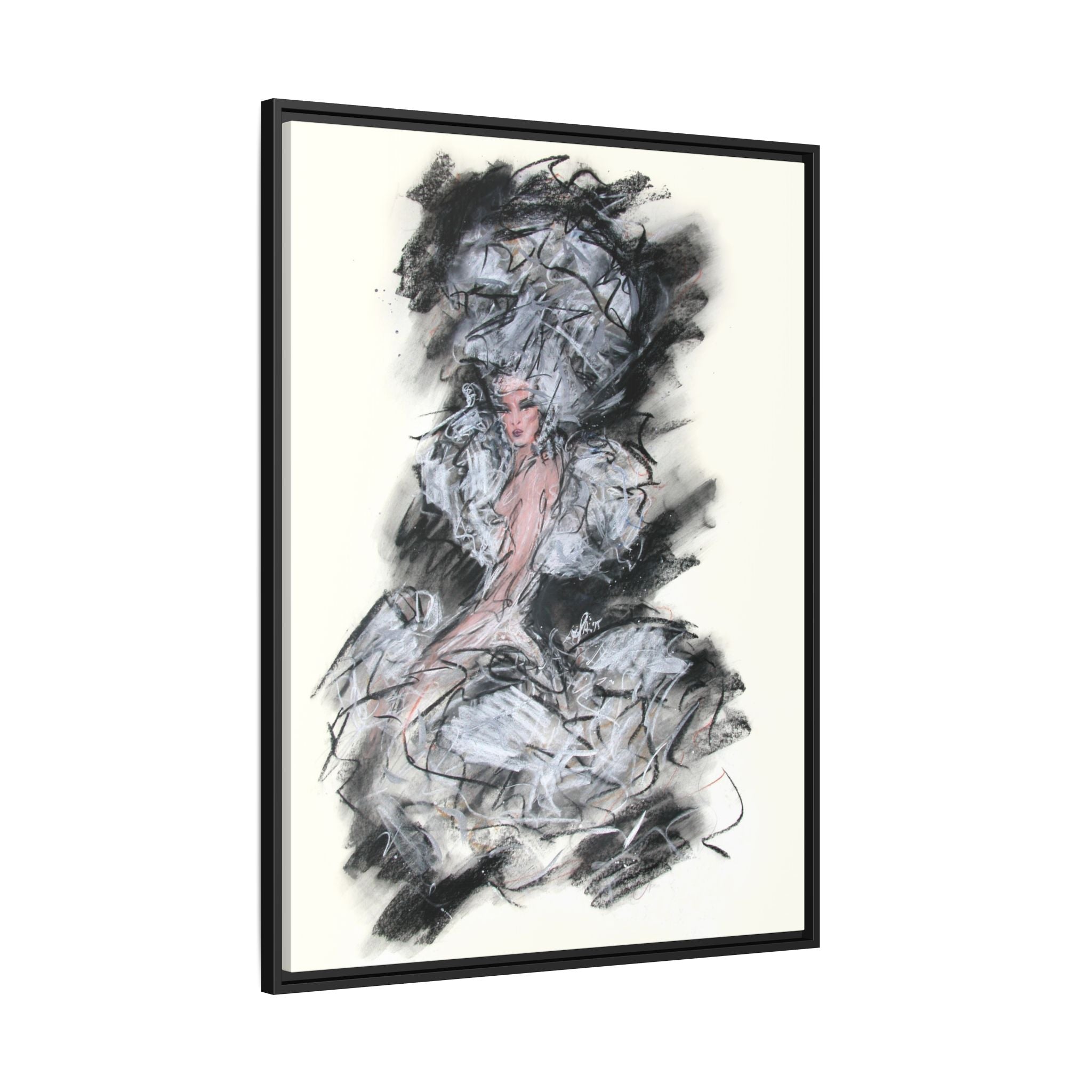 Framed Matte Canvas Art - Fashion Sketch Ballerina Illustration