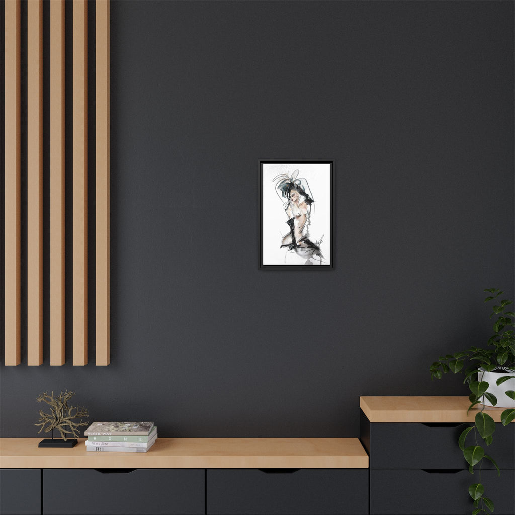 Woman in Black Gloves | Framed Nude Figure Sketch