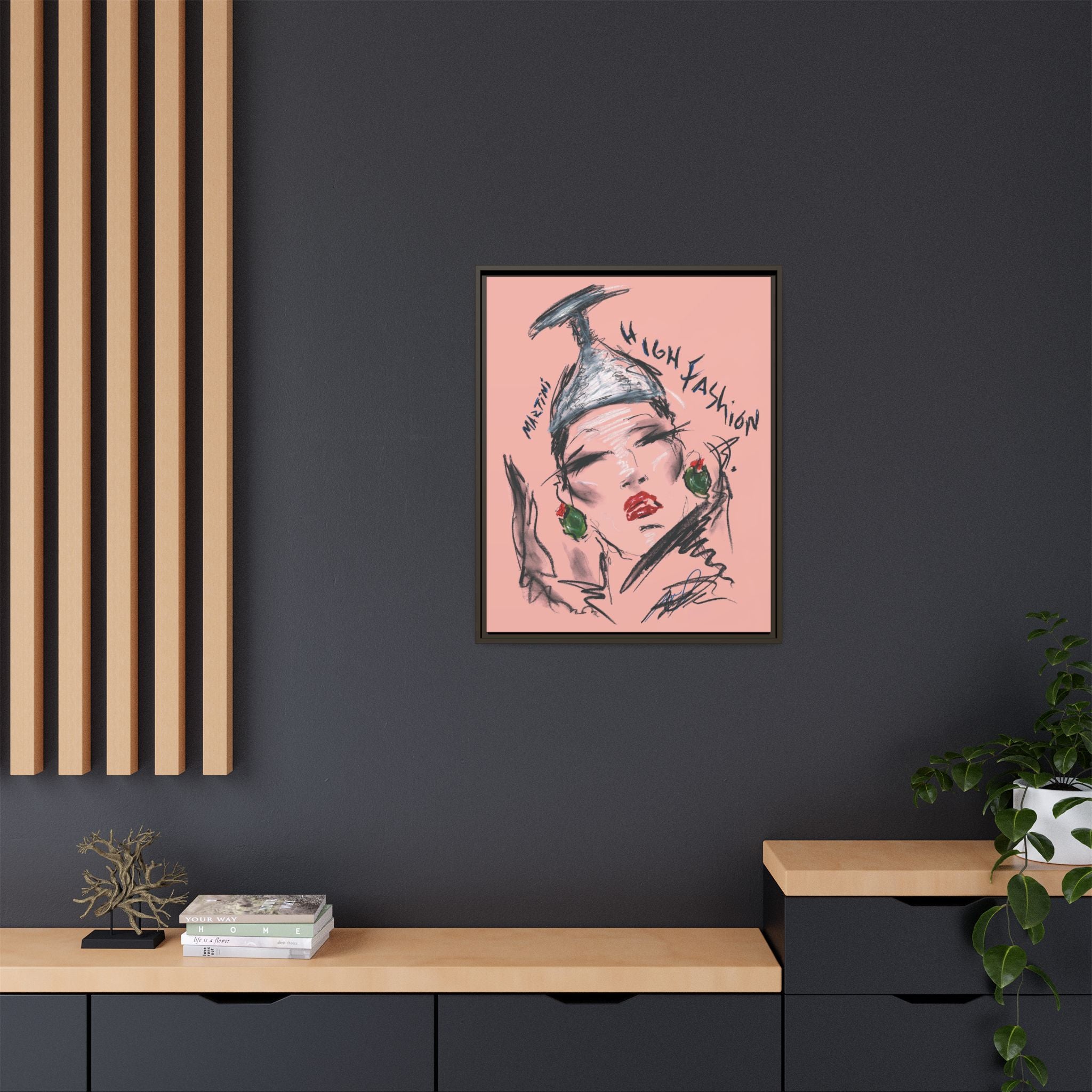 High Fashion Portrait Framed Canvas Wall Art