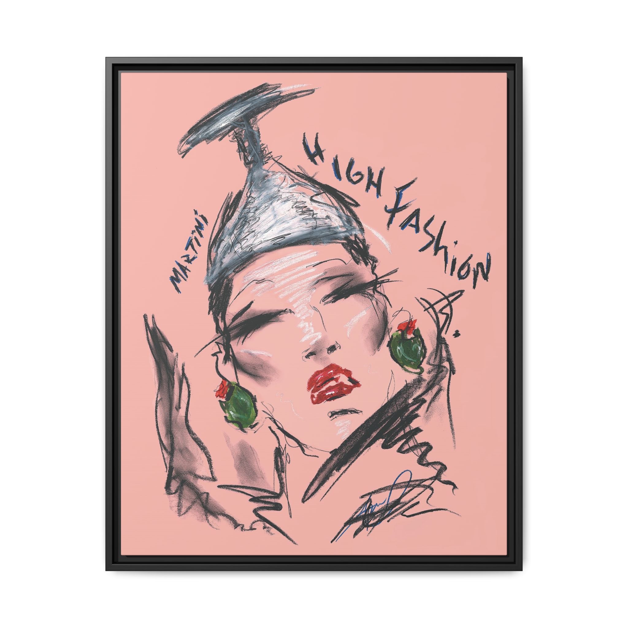 High Fashion Portrait Framed Canvas Wall Art