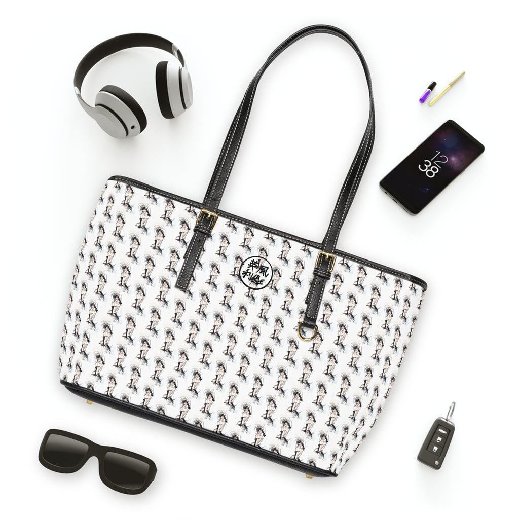 Pin-Up  Print Tote with Black Trim