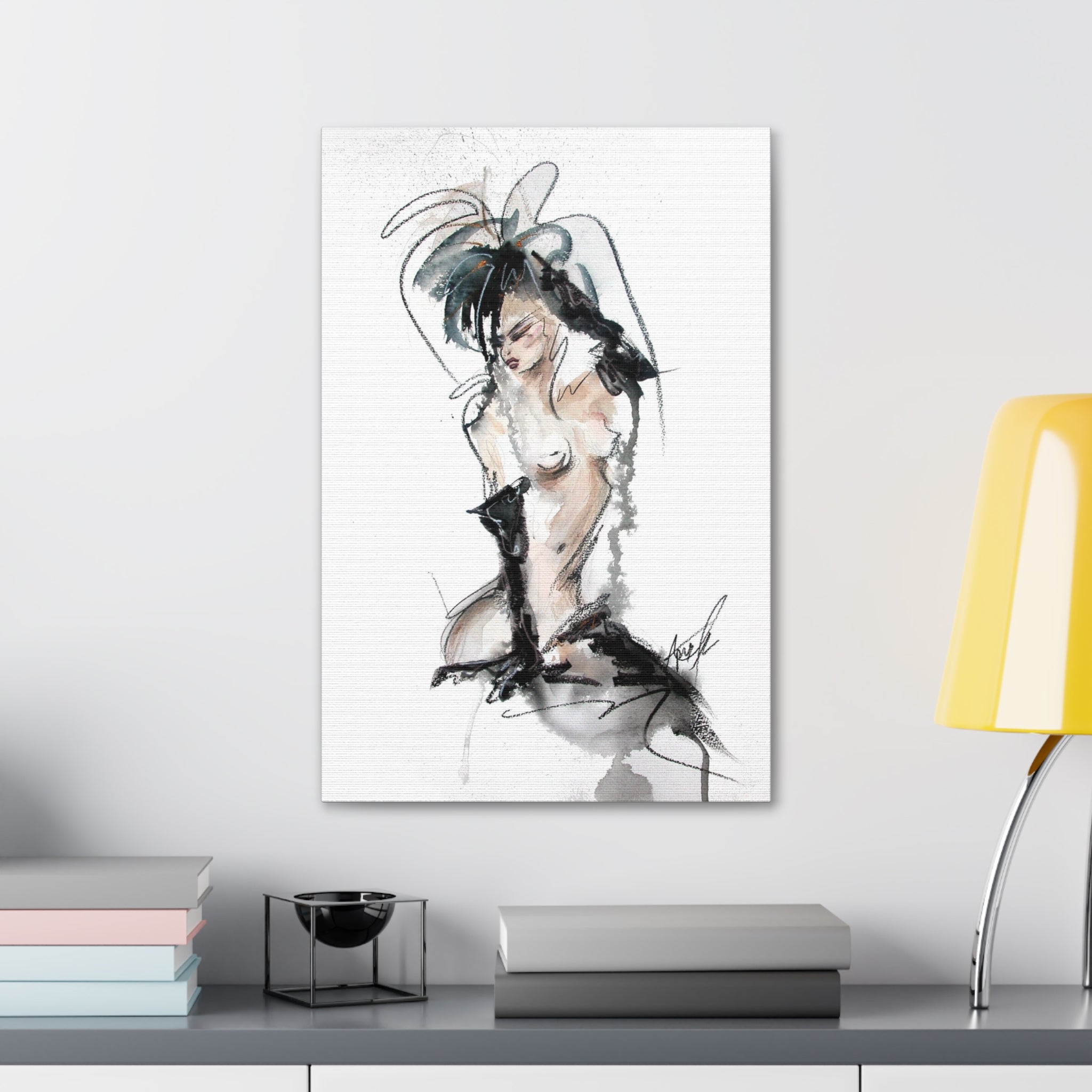 Woman In Black Gloves Canvas Print | Burlesque Pinup Canvas Art