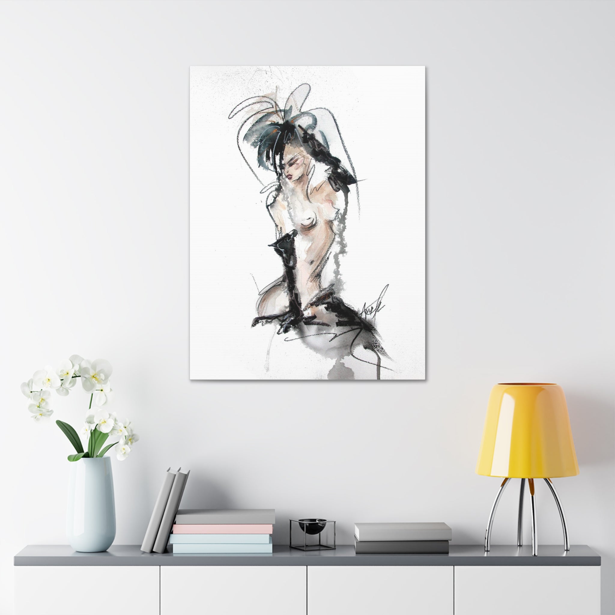 Woman In Black Gloves Canvas Print | Burlesque Pinup Canvas Art