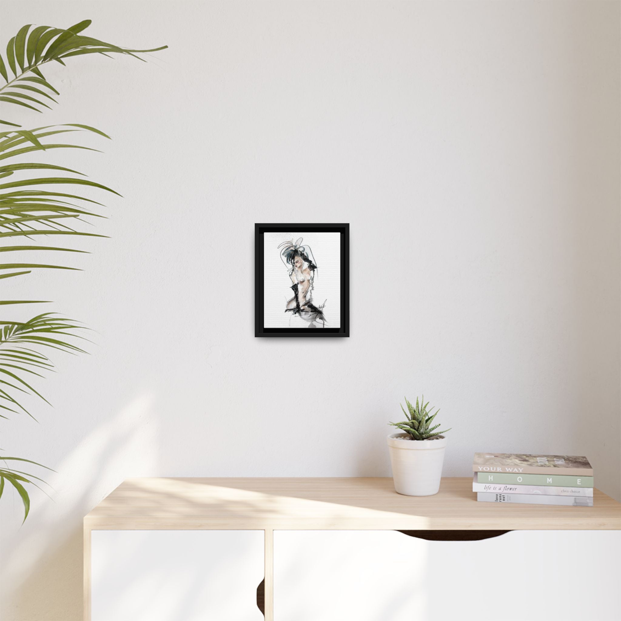 Woman in Black Gloves | Framed Nude Figure Sketch