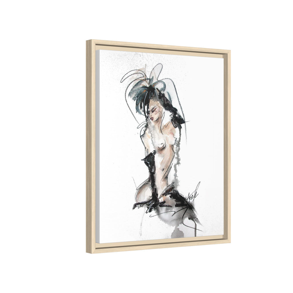 Woman in Black Gloves | Framed Nude Figure Sketch