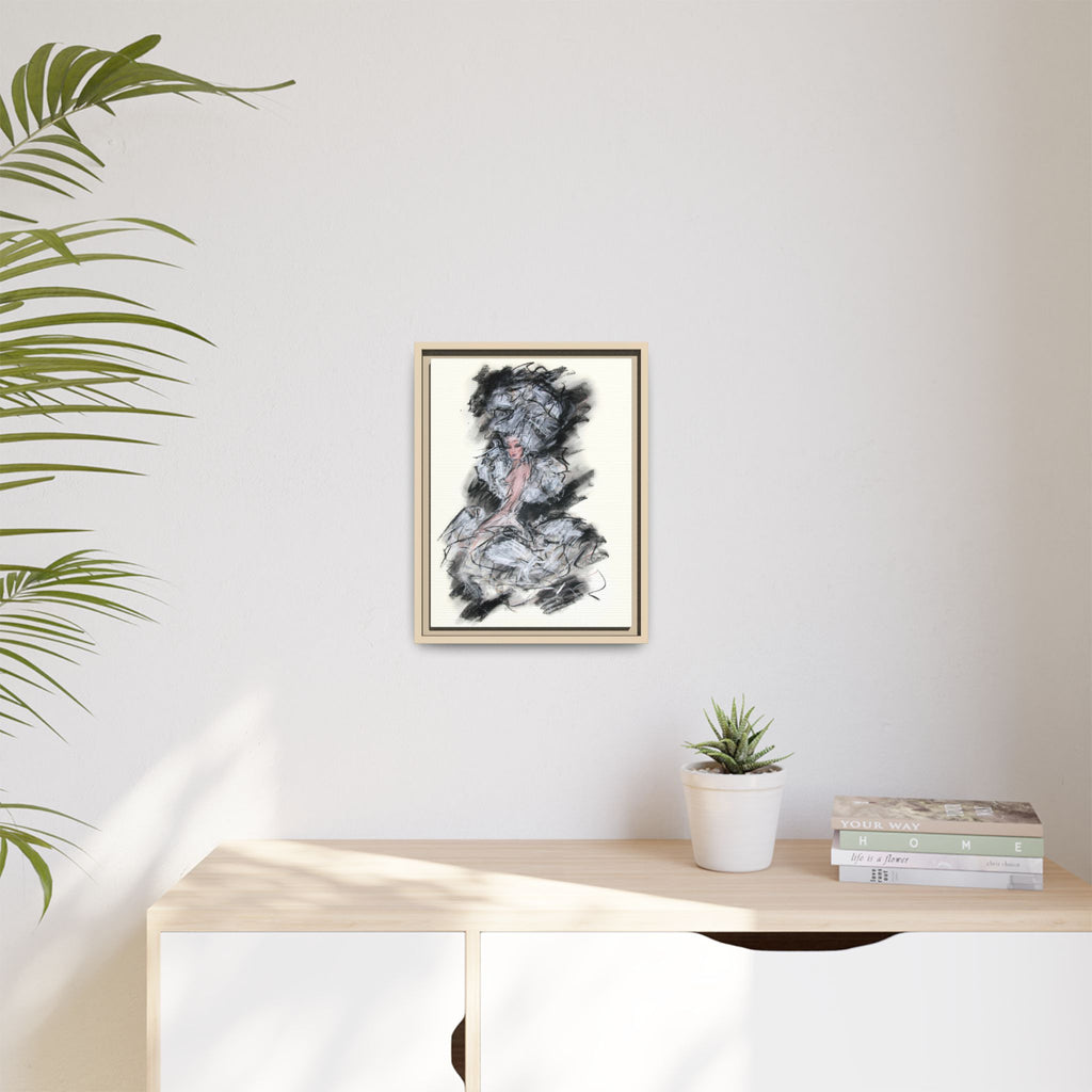 Framed Matte Canvas Art - Fashion Sketch Ballerina Illustration