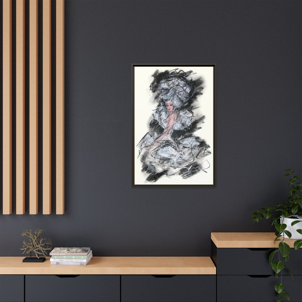 Framed Matte Canvas Art - Fashion Sketch Ballerina Illustration