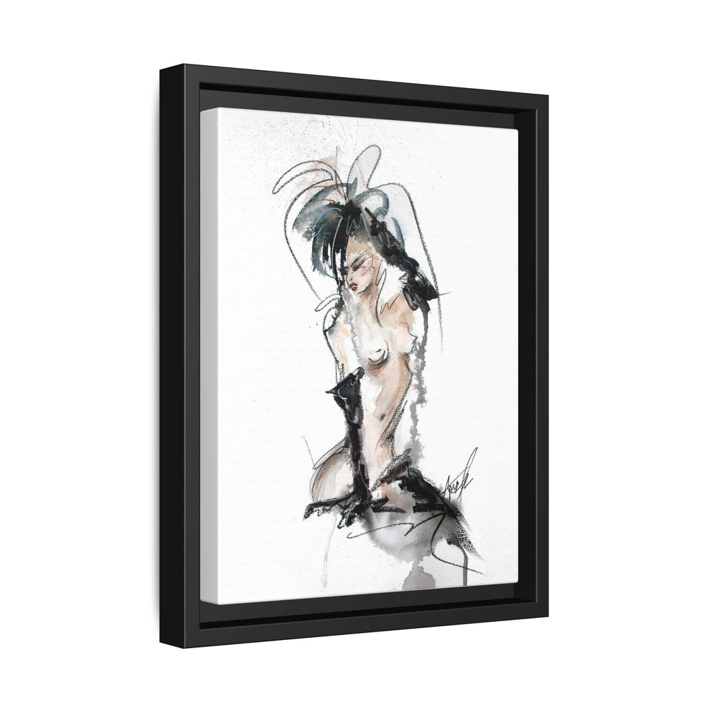 Woman in Black Gloves | Framed Nude Figure Sketch