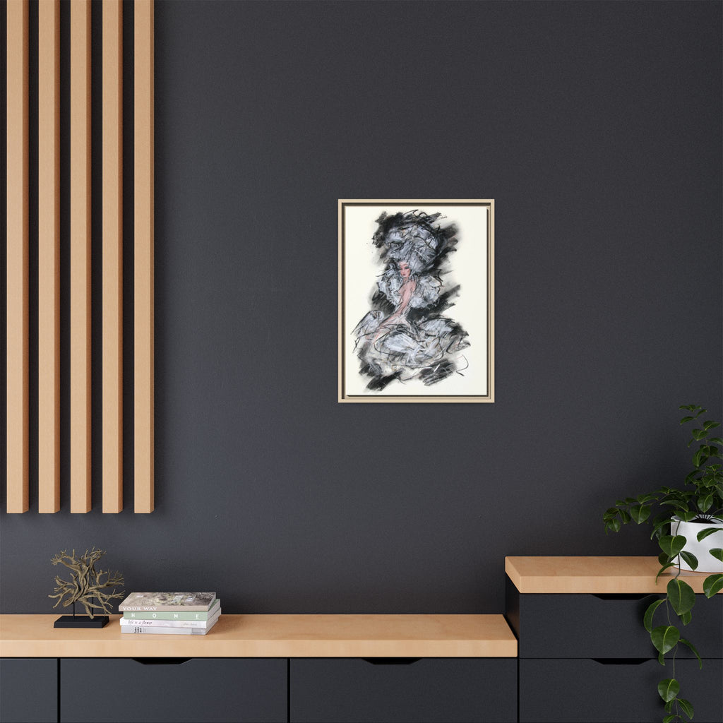 Framed Matte Canvas Art - Fashion Sketch Ballerina Illustration