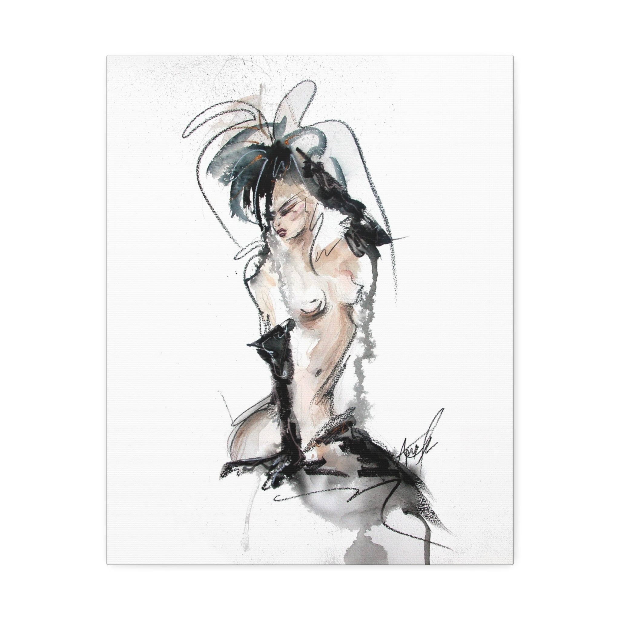 Woman In Black Gloves Canvas Print | Burlesque Pinup Canvas Art