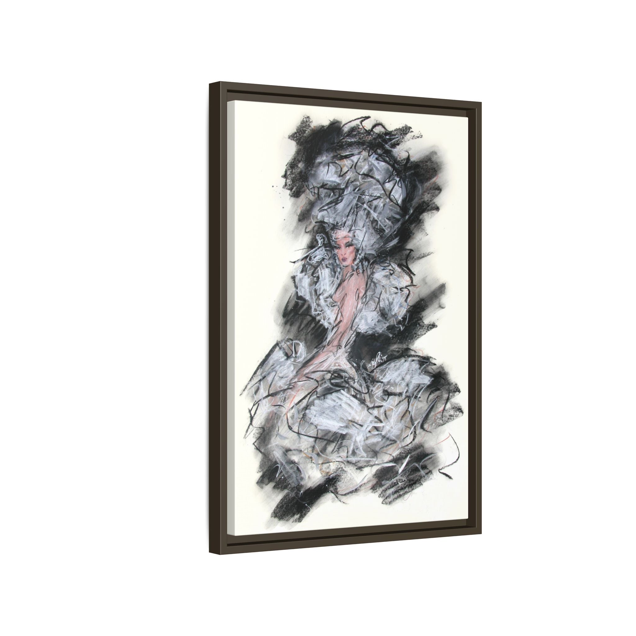 Framed Matte Canvas Art - Fashion Sketch Ballerina Illustration