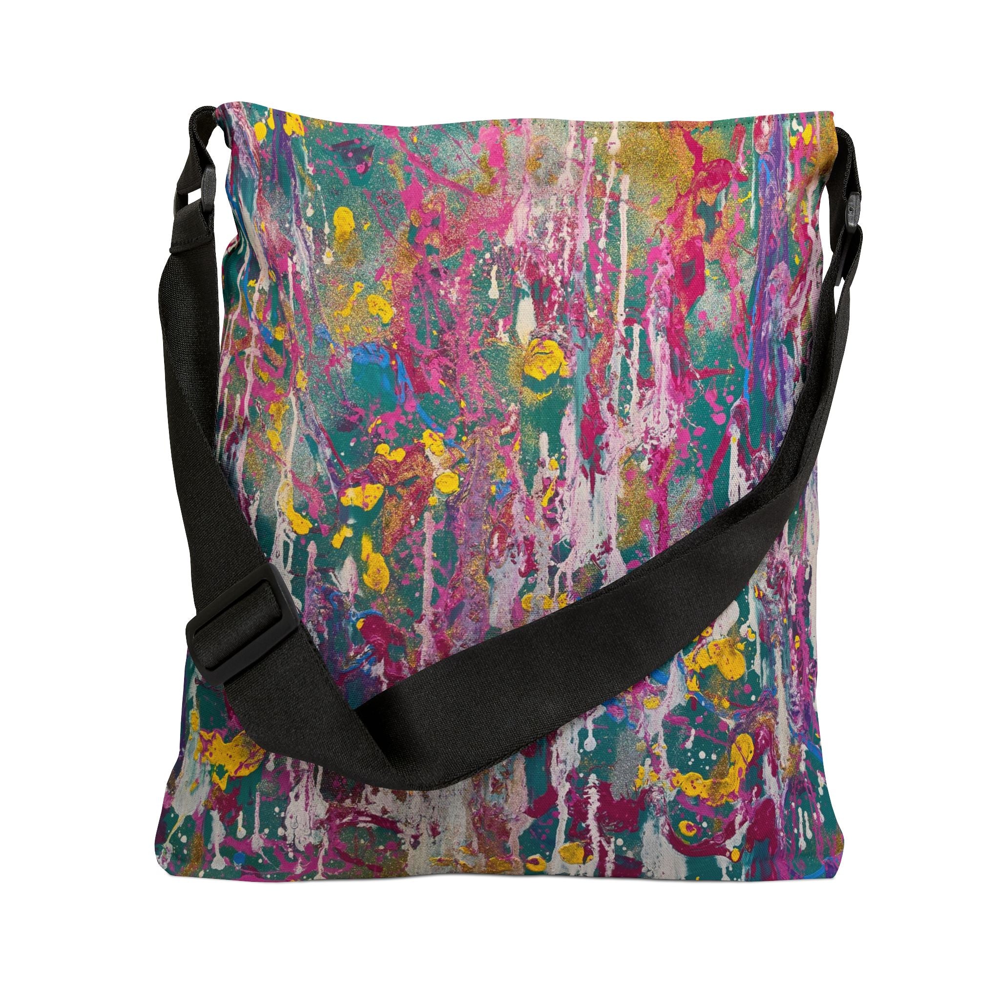 Abstract Color Splash Tote Bag — Adjustable Art Print Shoulder Bag