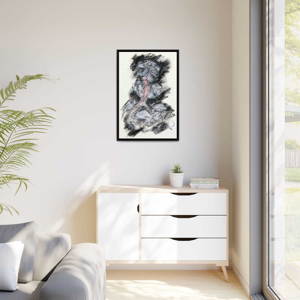 Framed Matte Canvas Art - Fashion Sketch Ballerina Illustration