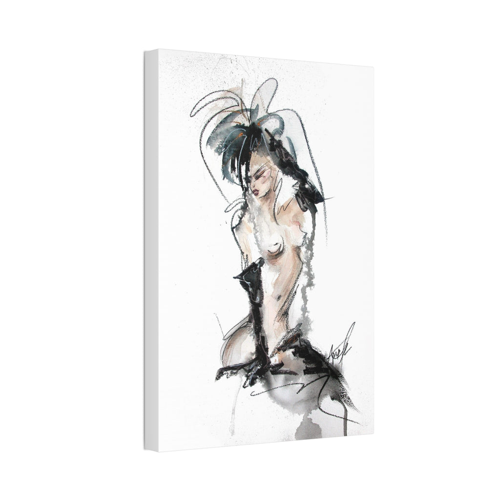 Woman In Black Gloves Canvas Print | Burlesque Pinup Canvas Art