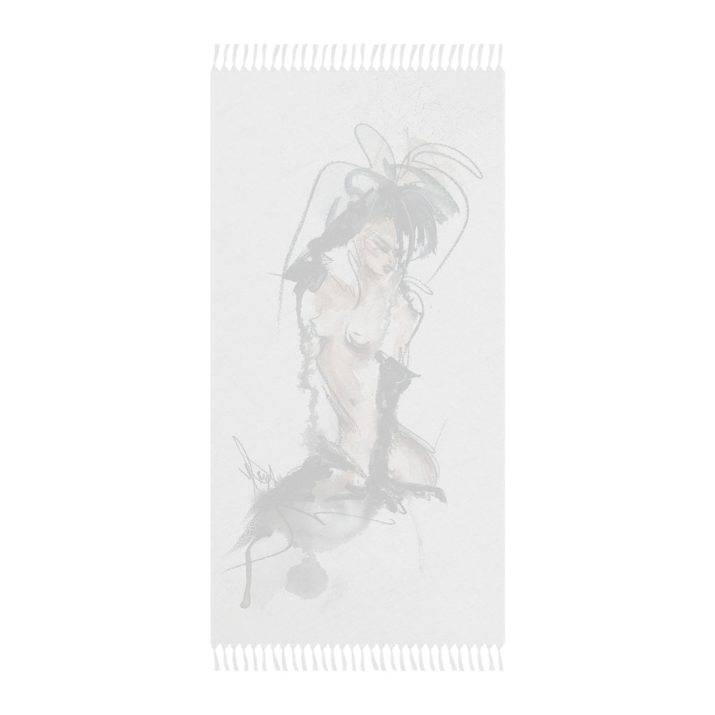 Woman In Black Gloves – Bohemian Watercolor Pin-Up Beach Towel
