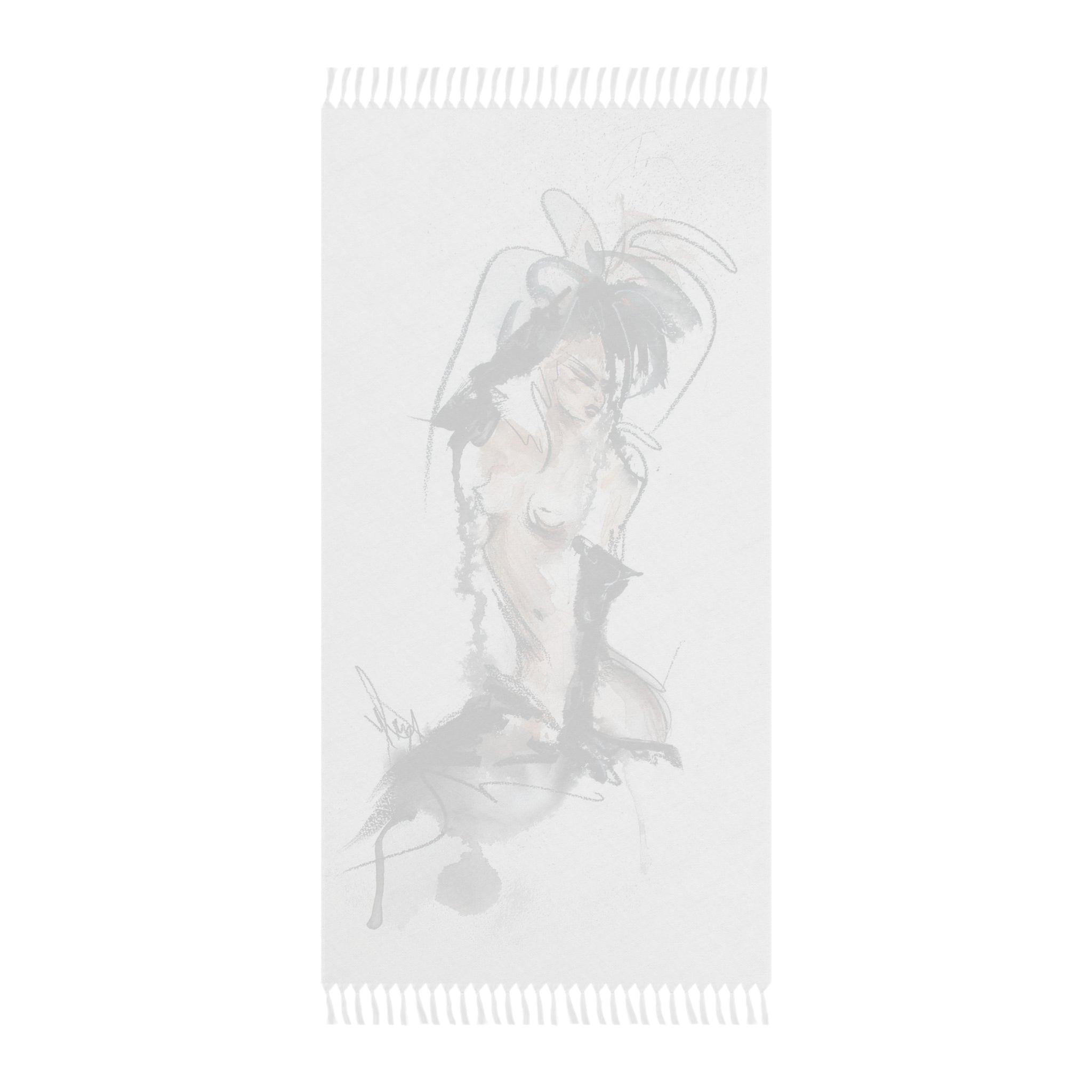 Woman In Black Gloves – Bohemian Watercolor Pin-Up Beach Towel