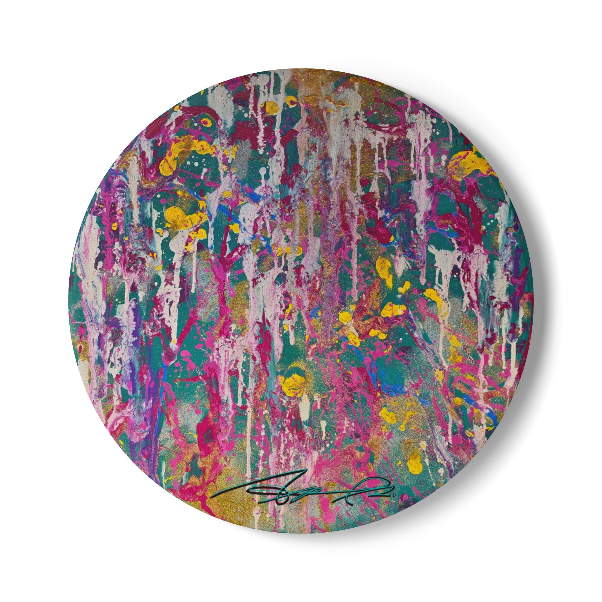 Contemporary Art Ceramic Coaster | Sunlight Through the Weeping Willows