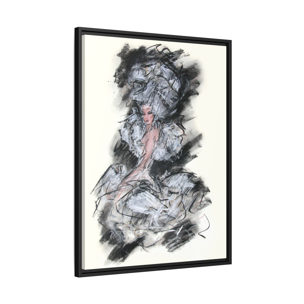 Framed Matte Canvas Art - Fashion Sketch Ballerina Illustration