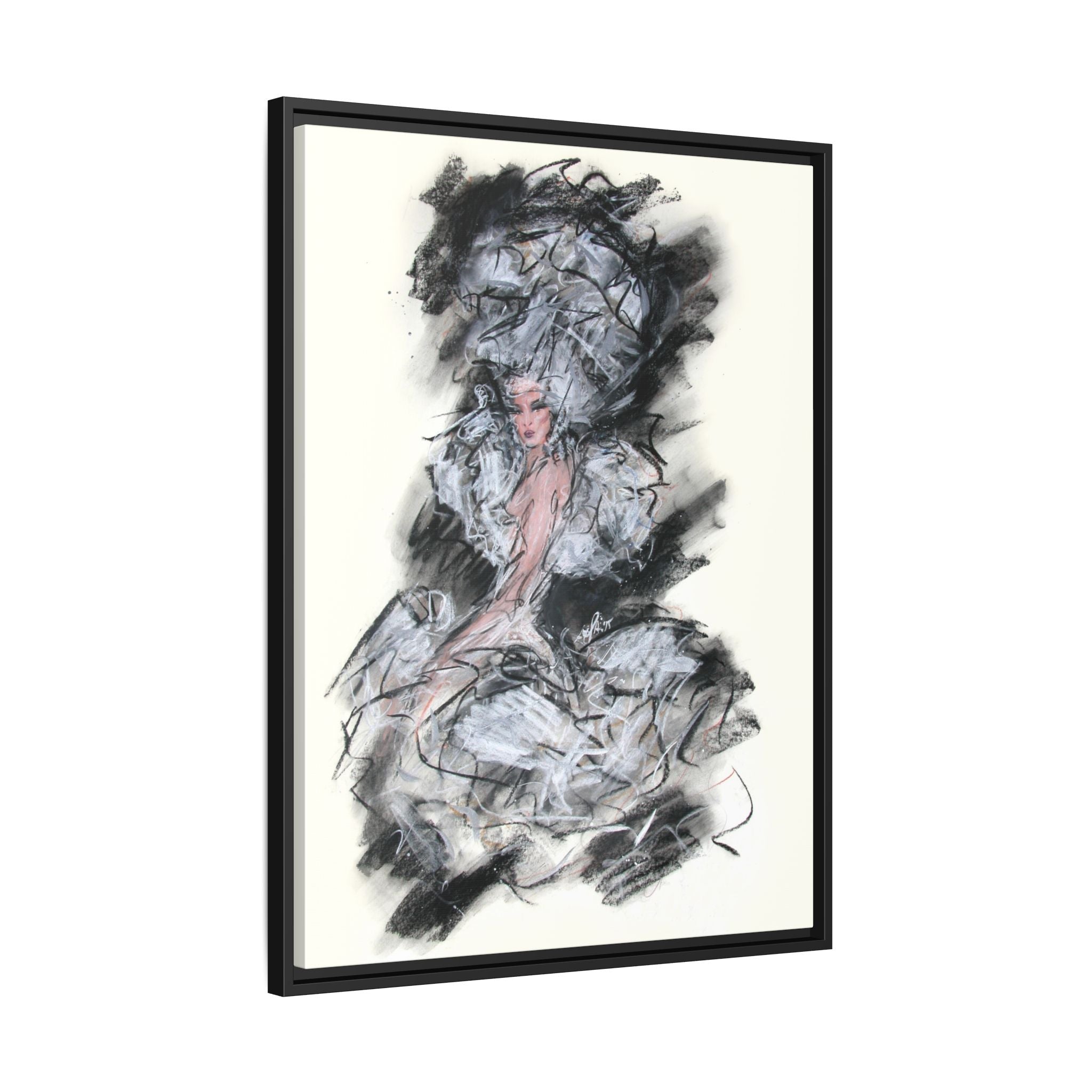 Framed Matte Canvas Art - Fashion Sketch Ballerina Illustration