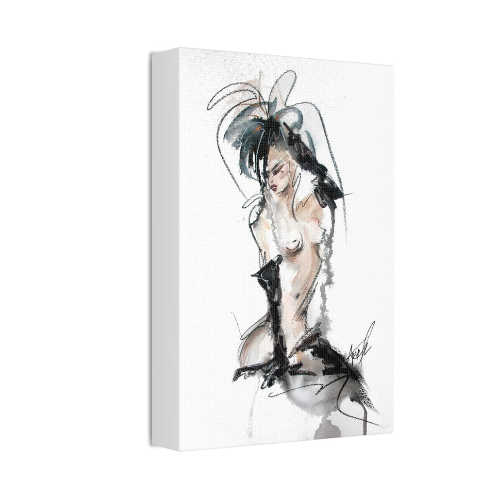 Woman In Black Gloves Canvas Print | Burlesque Pinup Canvas Art