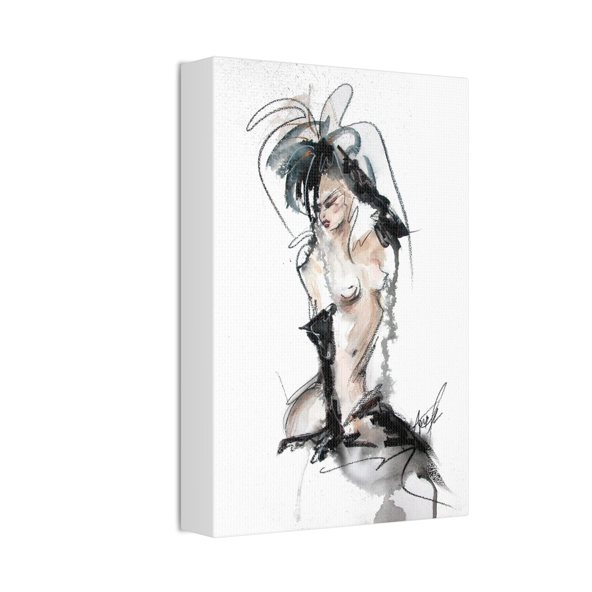 Woman In Black Gloves Canvas Print | Burlesque Pinup Canvas Art