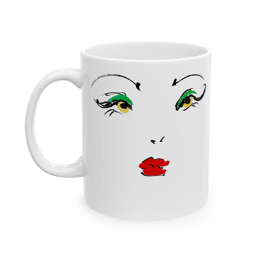 Eye & Lips Minimalist Ceramic Mug — Artistic Face Line Drawing Coffee Cup (11oz/15oz)