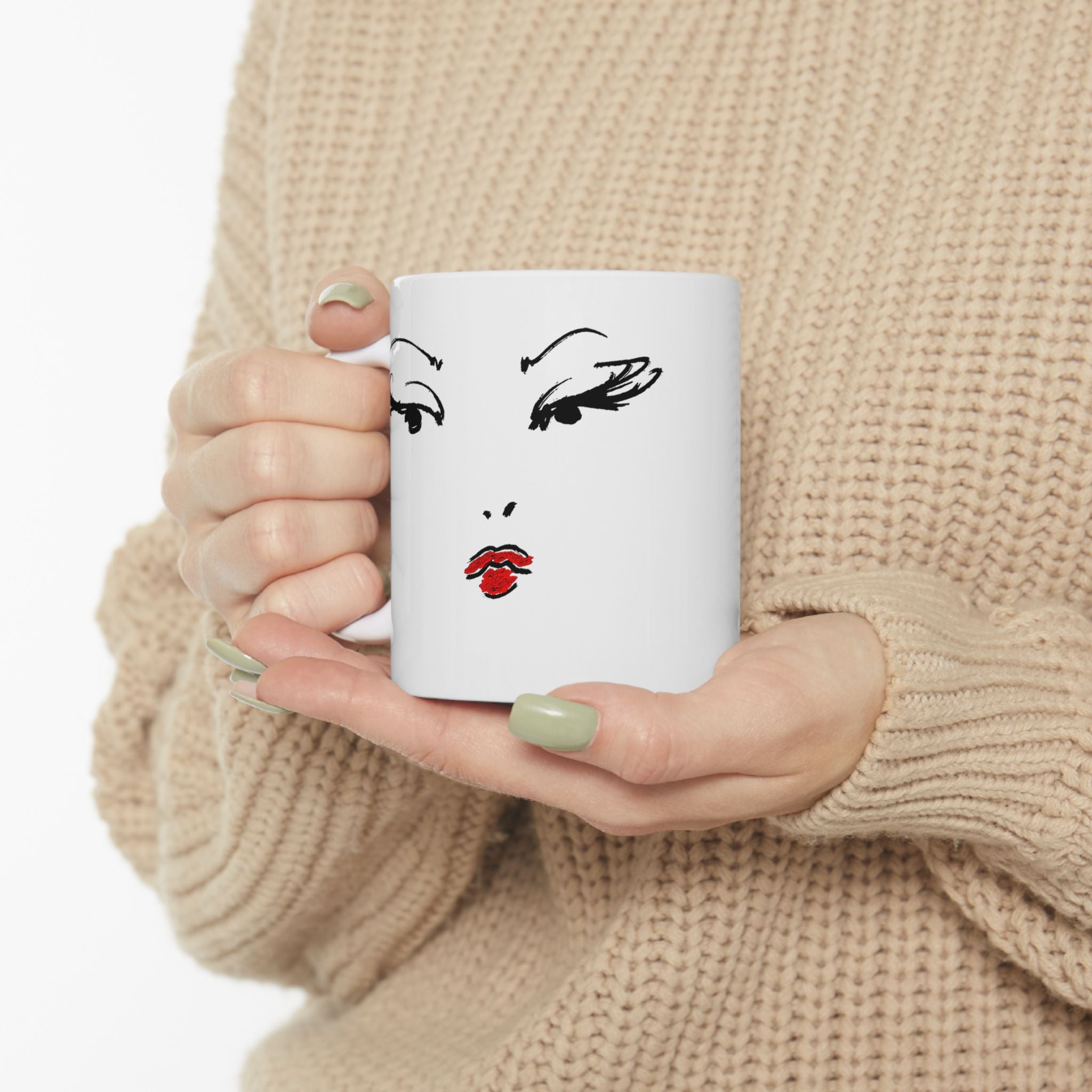 Minimal Floral Ceramic Mug – Elegant Rose Line Art Coffee Cup (11oz & 15oz)