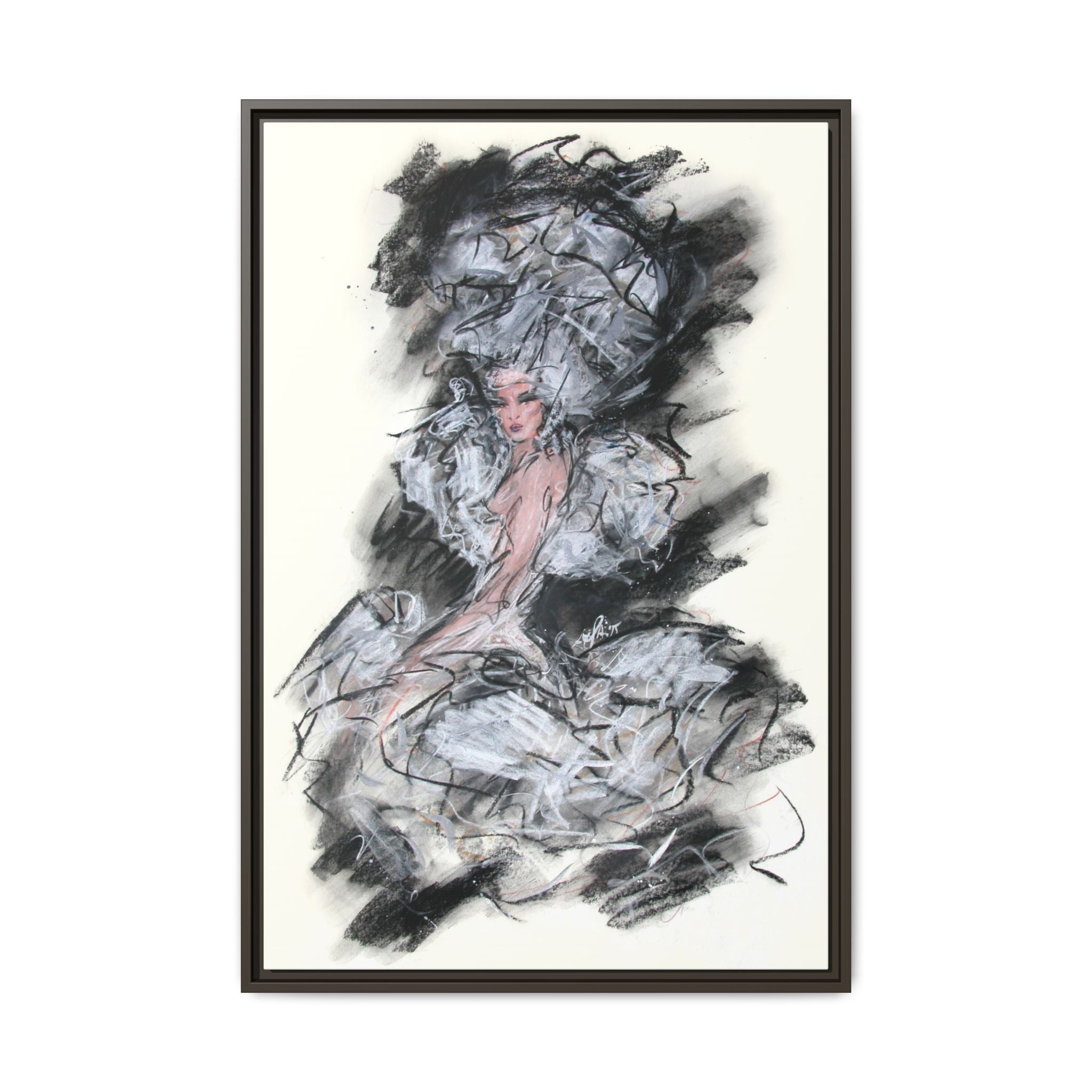 Framed Matte Canvas Art - Fashion Sketch Ballerina Illustration