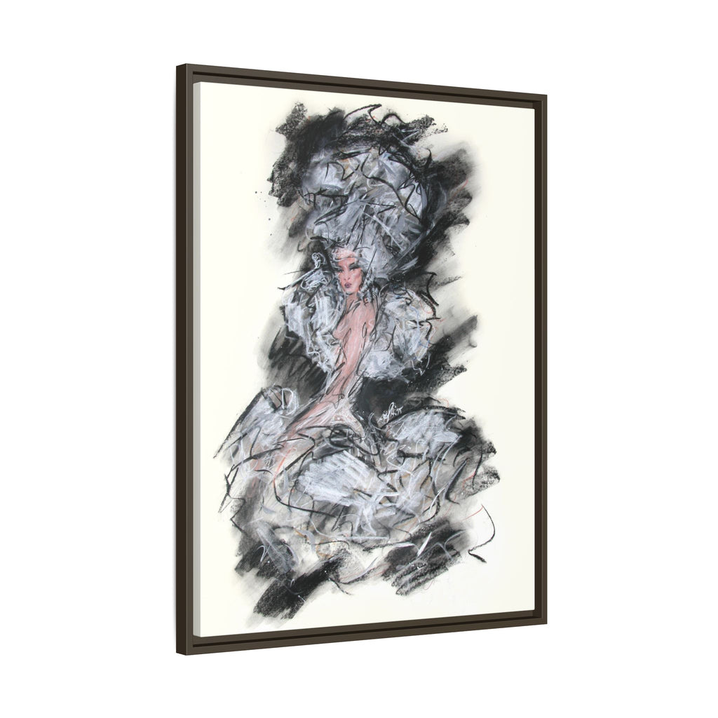 Framed Matte Canvas Art - Fashion Sketch Ballerina Illustration