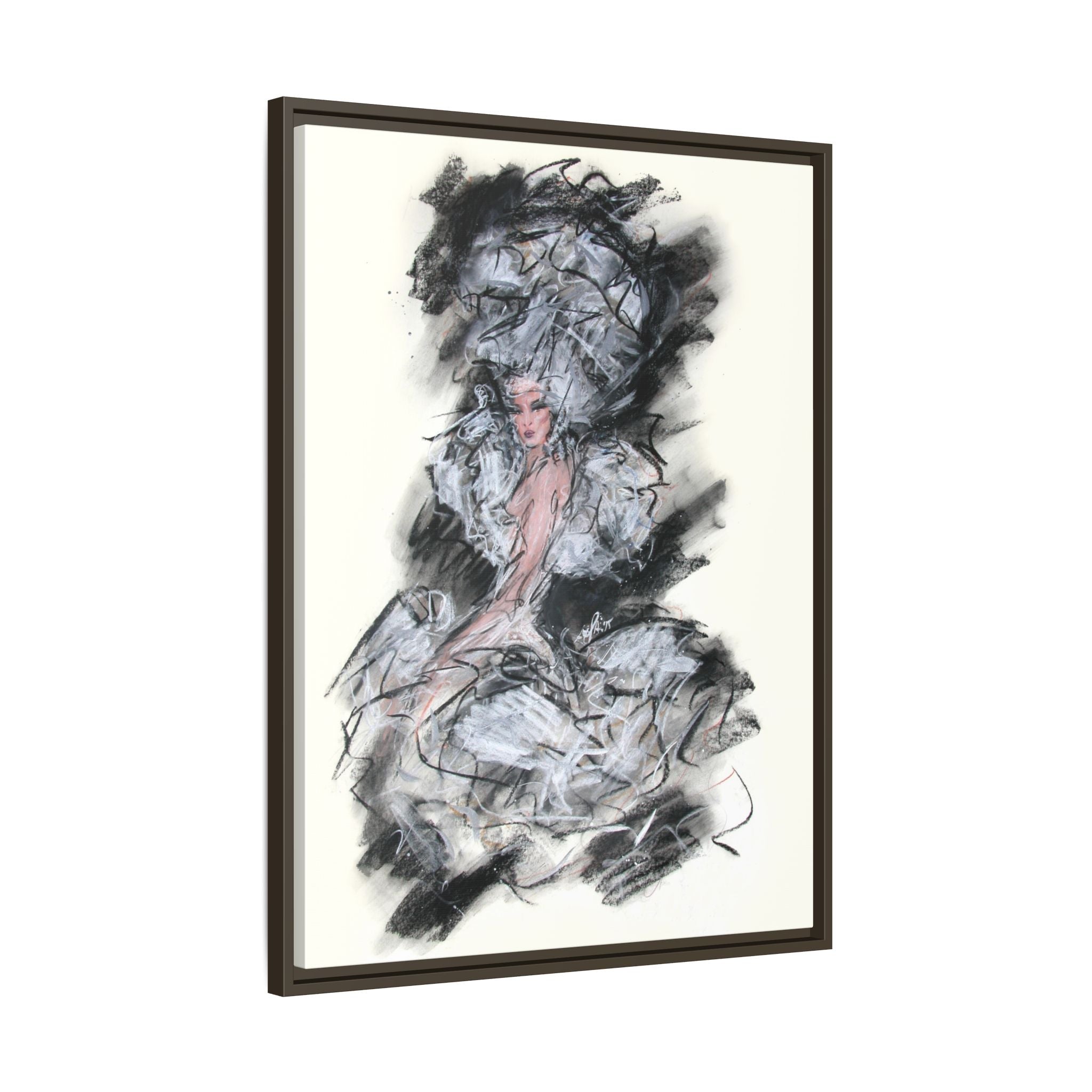 Framed Matte Canvas Art - Fashion Sketch Ballerina Illustration