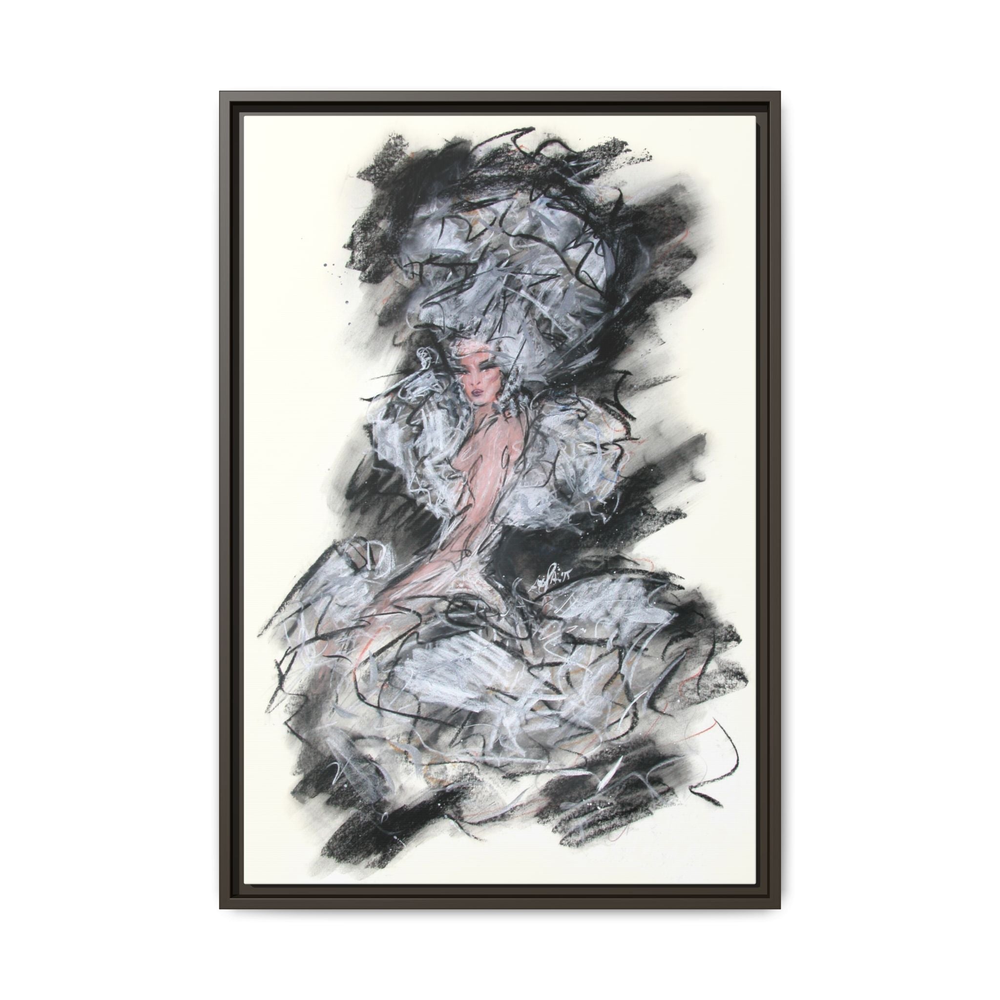 Framed Matte Canvas Art - Fashion Sketch Ballerina Illustration
