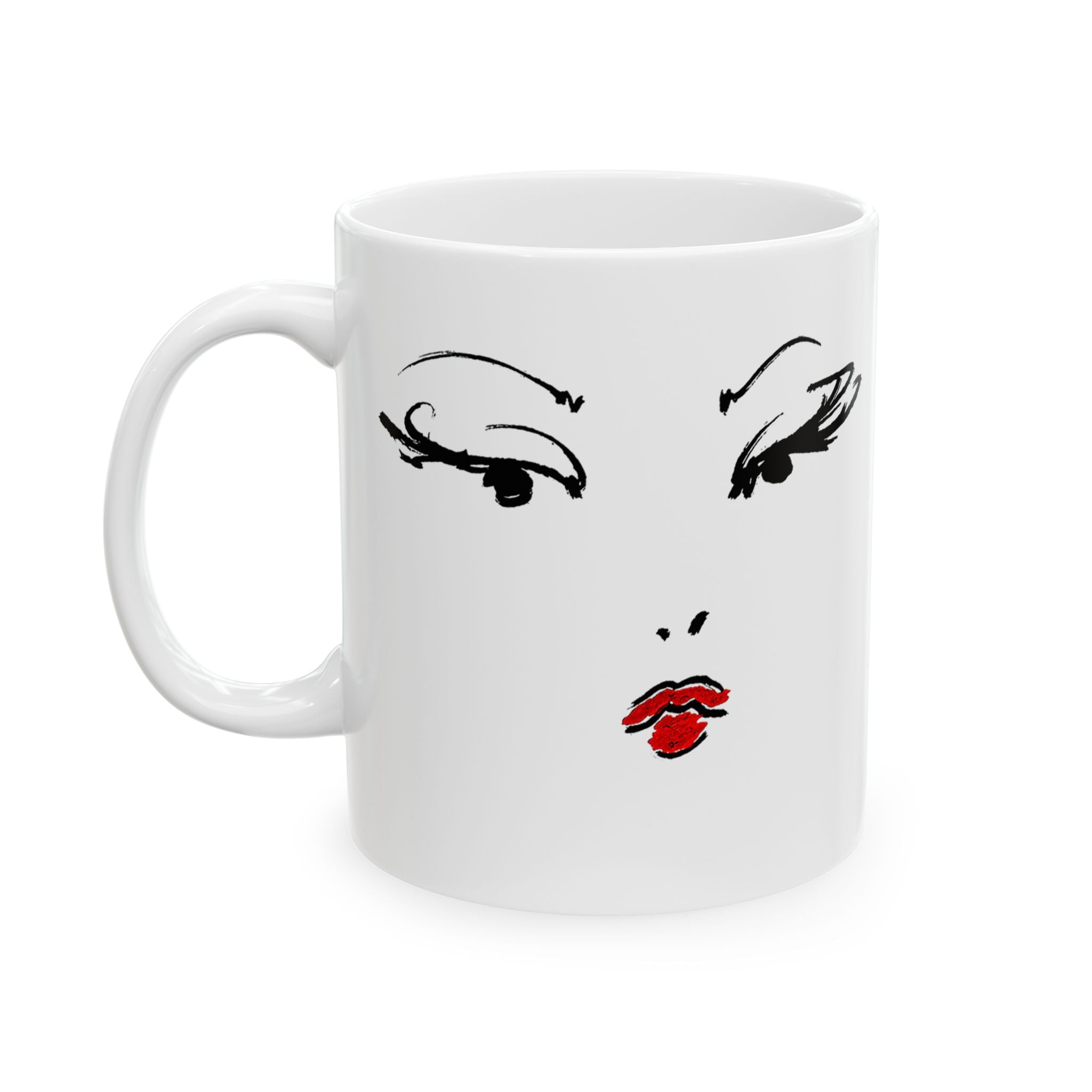 Minimal Floral Ceramic Mug – Elegant Rose Line Art Coffee Cup (11oz & 15oz)