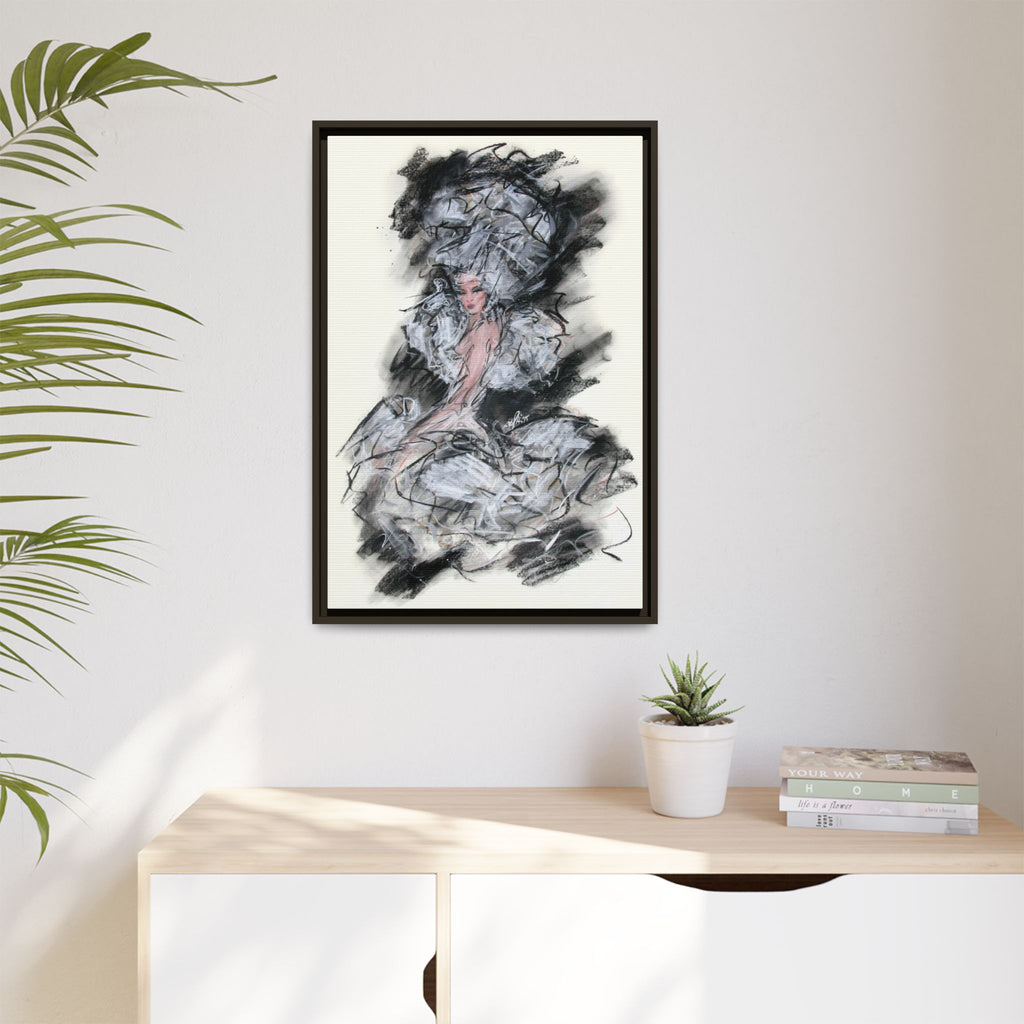 Framed Matte Canvas Art - Fashion Sketch Ballerina Illustration
