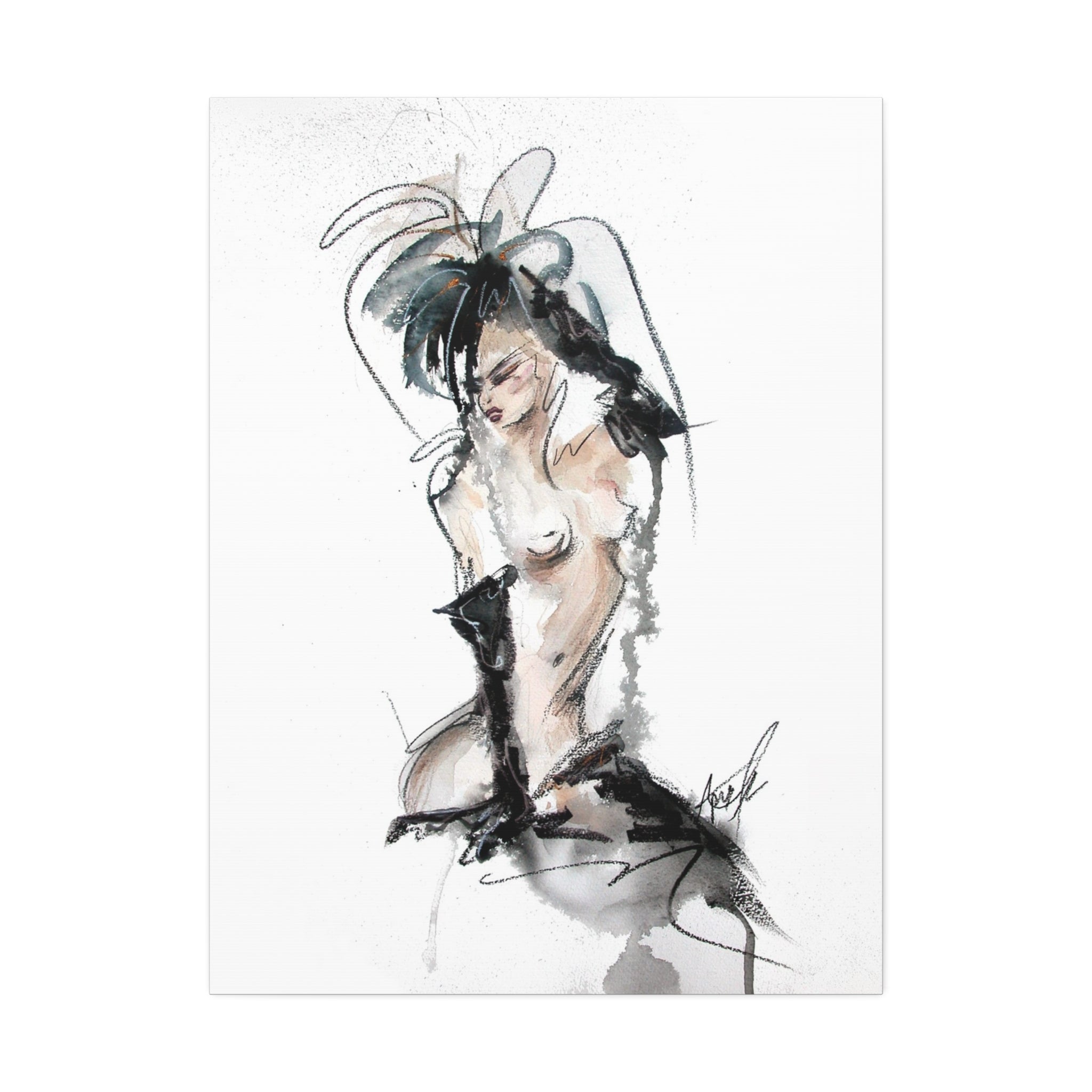 Woman In Black Gloves Canvas Print | Burlesque Pinup Canvas Art