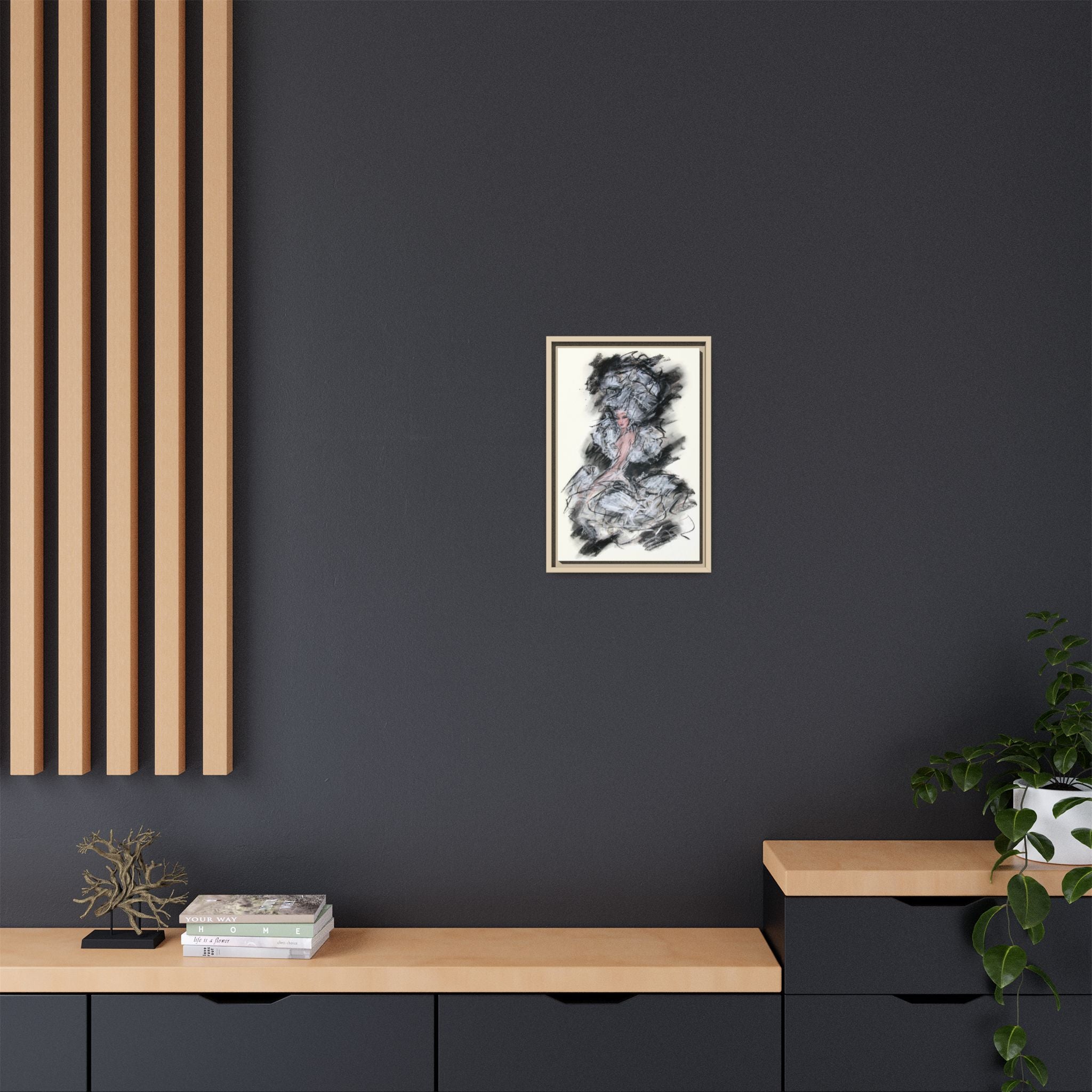 Framed Matte Canvas Art - Fashion Sketch Ballerina Illustration