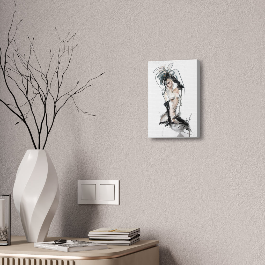 Woman In Black Gloves Canvas Print | Burlesque Pinup Canvas Art