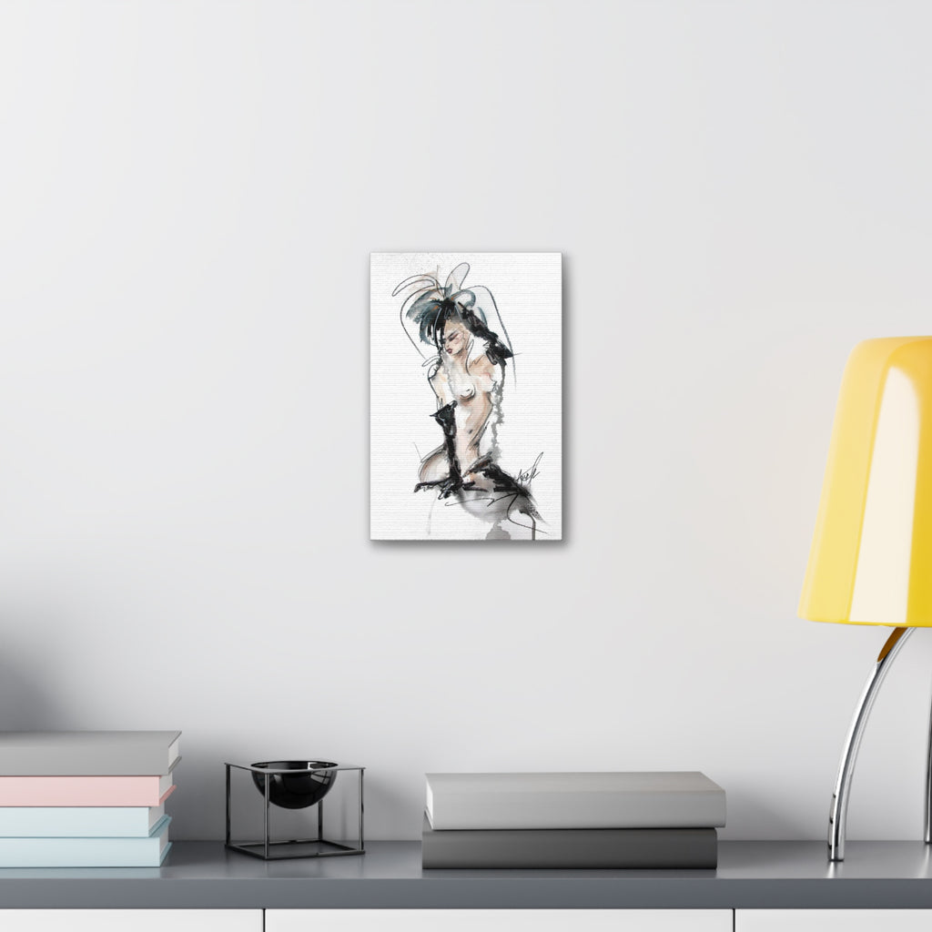 Woman In Black Gloves Canvas Print | Burlesque Pinup Canvas Art