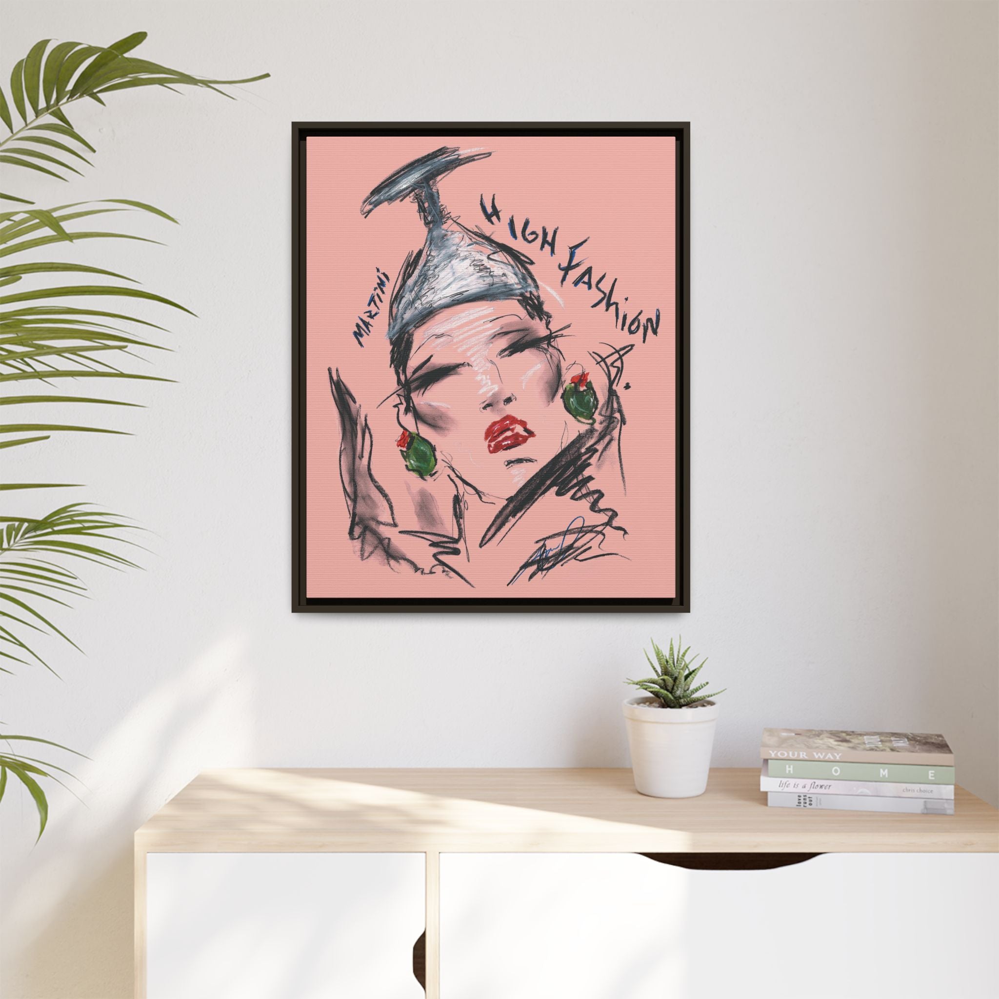 High Fashion Portrait Framed Canvas Wall Art