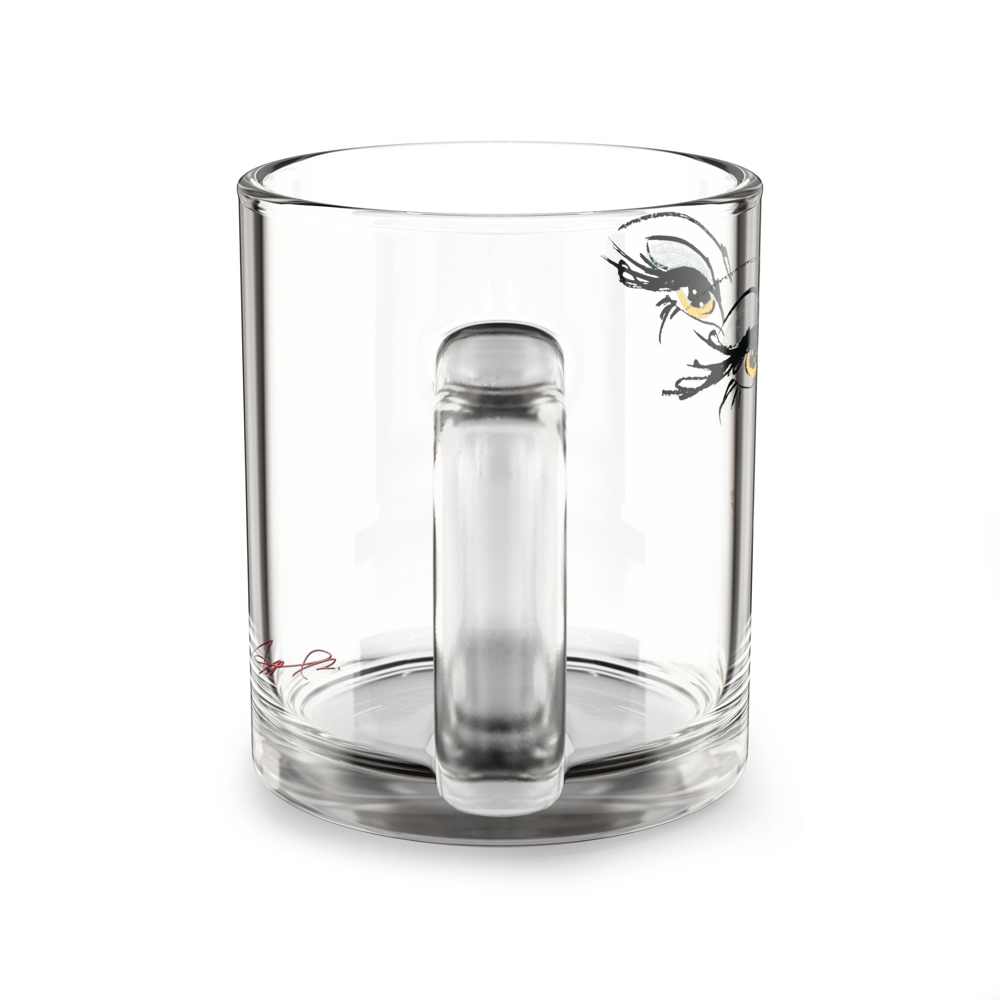Stylized Makeup Face Glass Mug | 10oz Clear Coffee Cup
