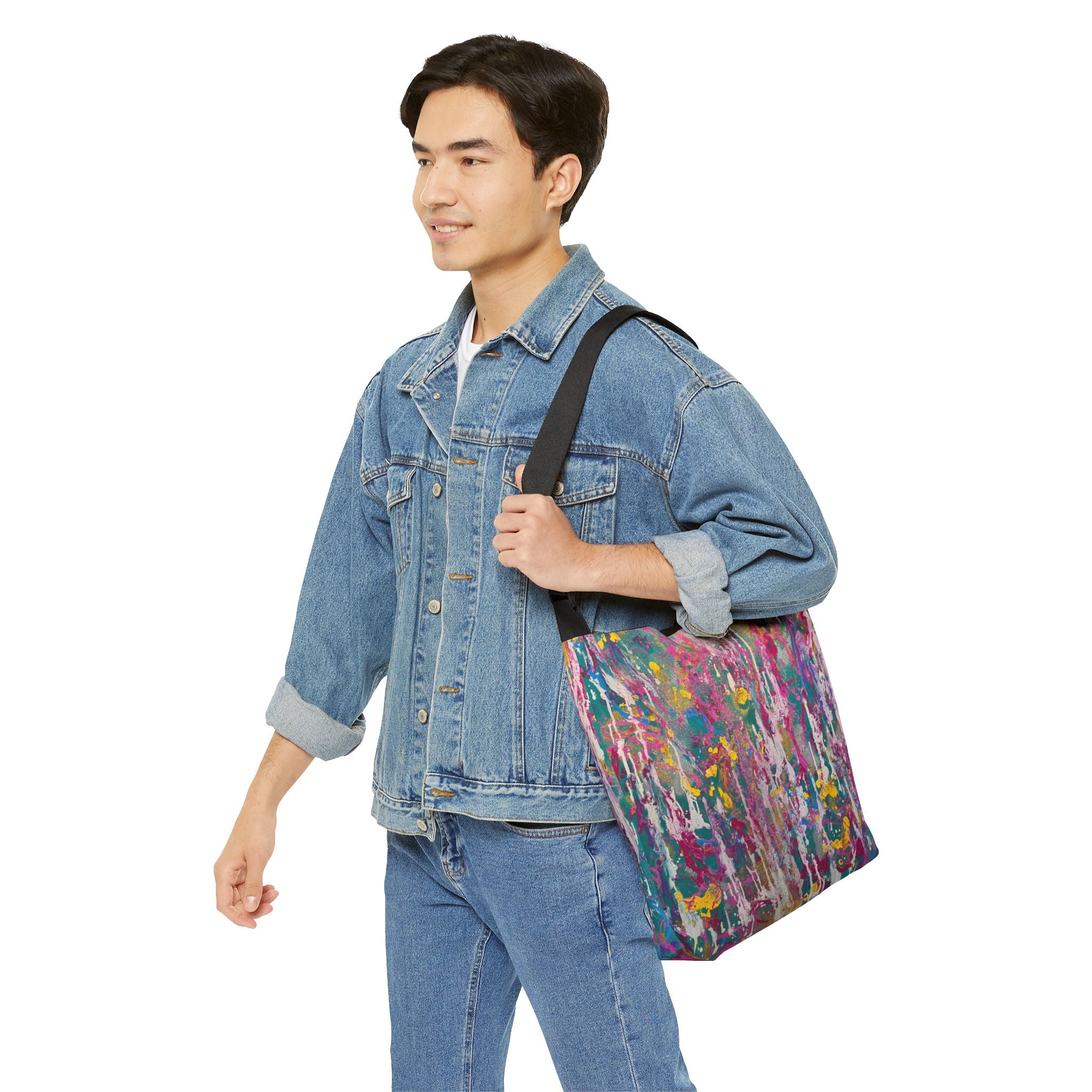 Abstract Color Splash Tote Bag — Adjustable Art Print Shoulder Bag